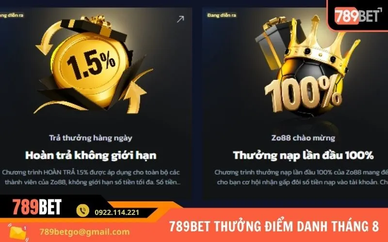 789Bet Thưởng Điểm Danh Tháng 8